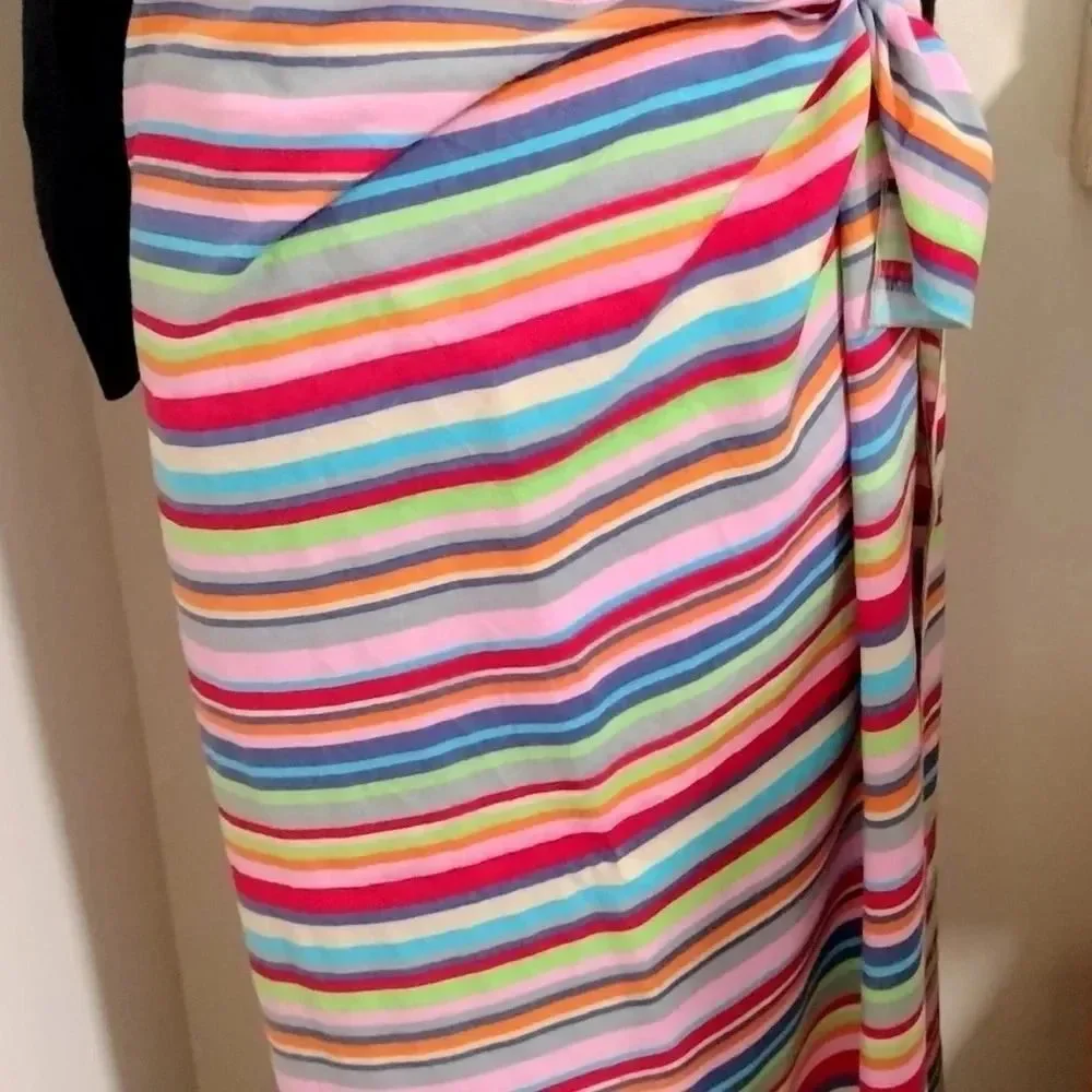 Southern Plus Multiple Colored Striped Wrap Swimsuit Cover Up Multifunctional